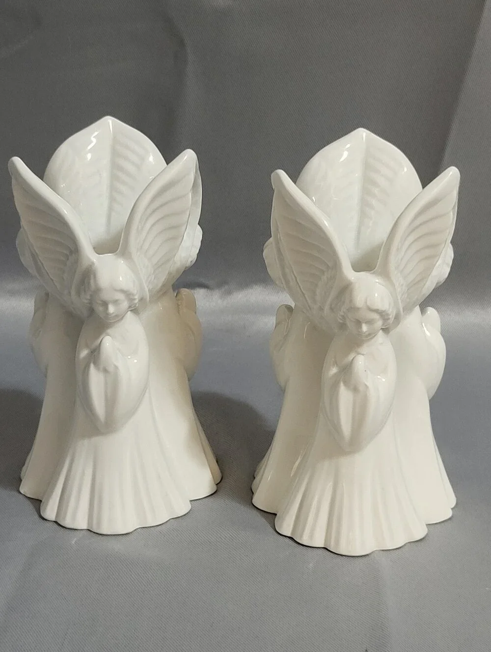 Vintage Pair Fitz and Floyd Praying Angels Candleholders with Candles Box Japan